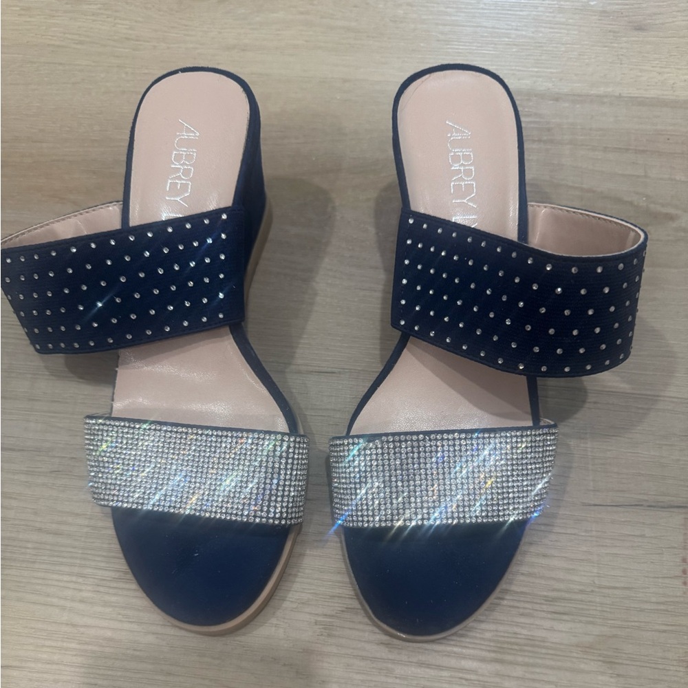 Women's Blue and Silver Embellished Sandals